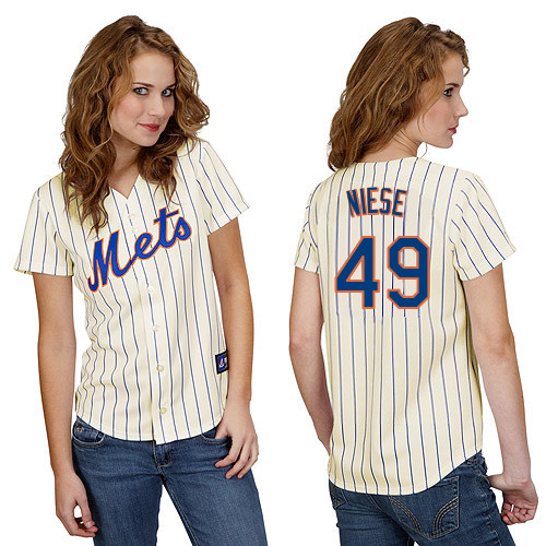 Jonathon Niese #49 mlb Jersey-New York Mets Women's Authentic Home White Cool Base Baseball Jersey